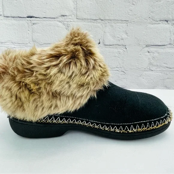 Women's Isotoner Woodlands Faux Fur Booties Slippers 7.5-8 - Picture 3 of 6